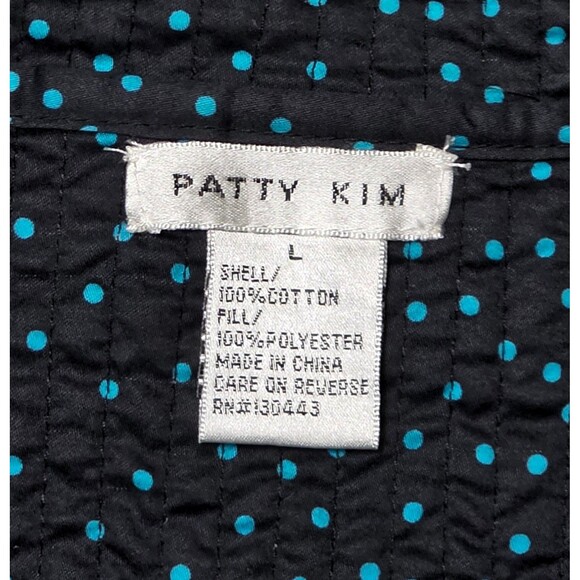 PATTY KIM Women's Jacket Blue Multi Paisley Polka Dot Reversible Sz Large Coat - Picture 2 of 12